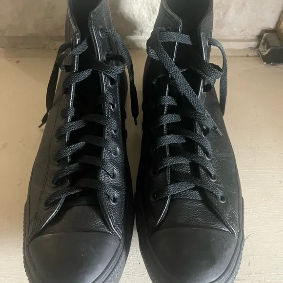 Converse Black Leather High-Top Sneakers - Picture 2 of 5